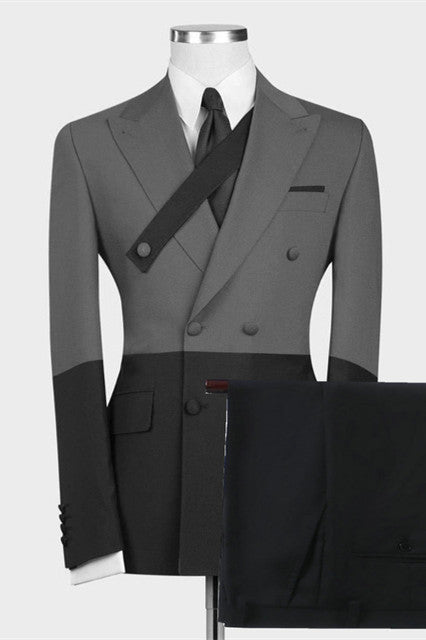 Modern Gray and Black Slim Fit Classic Men Suits Online