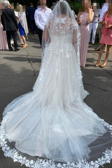Modern Long Long V-Neck Long Sleevess Wedding Dresses Online With Lace-Ballbella