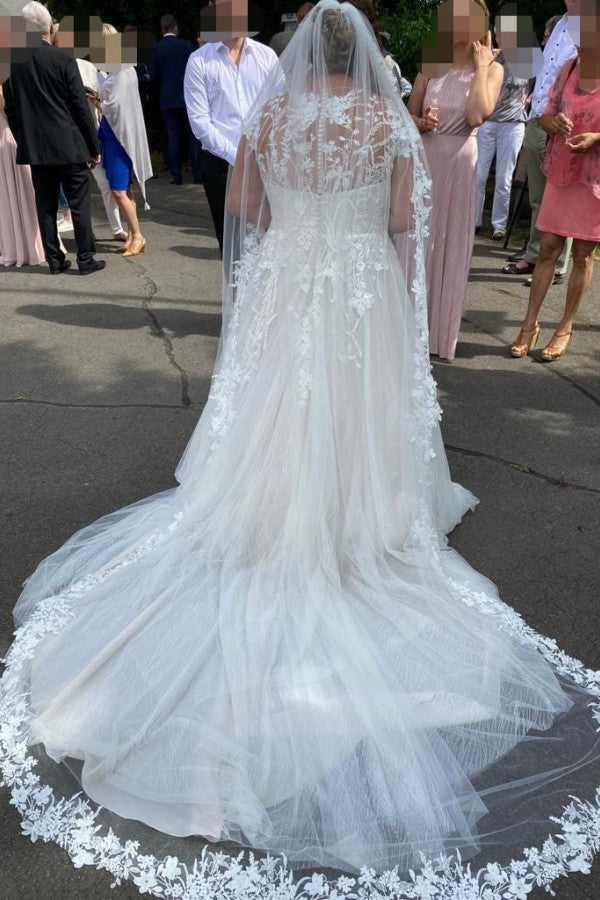 Modern Long Long V-Neck Long Sleevess Wedding Dresses Online With Lace-Ballbella