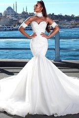 Modern Mermaid Sweetheart Modern Wedding Dresses Lace Dresses for Weddings with Choker-Ballbella
