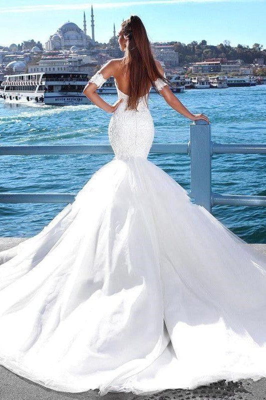 Modern Mermaid Sweetheart Modern Wedding Dresses Lace Dresses for Weddings with Choker-Ballbella