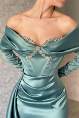 Modern Off-the-shoulder Long Sleeves Prom Dresses Mermaid Long With-Ballbella