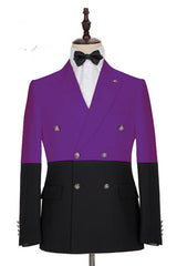 Modern Purple Double Breasted Peaked Lapel Men's Prom Suits Online