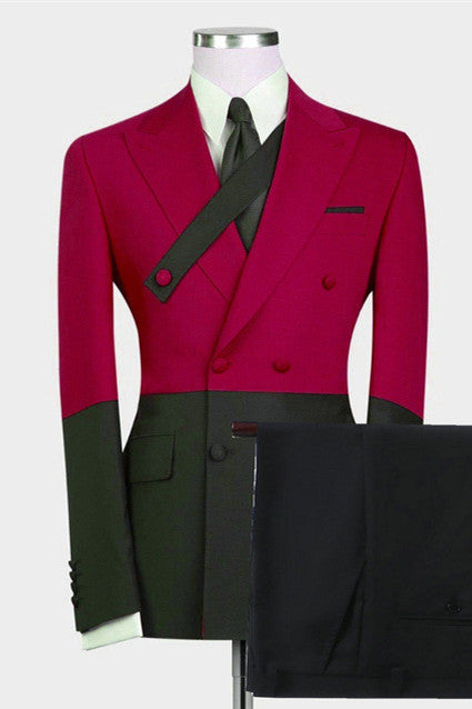 Modern Red Bespoke Slim Fit Men Suits for Prom-Ballbella