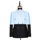Modern Sky Blue Double Breasted Men Suits with Peaked Lapel-Ballbella