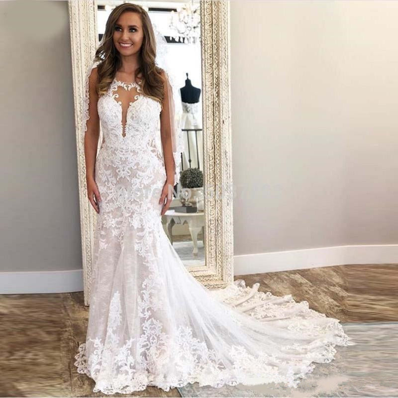 Ballbella.com supplies you Modern Sleeveless Column Lace Wedding Dress Online at reasonable price. Fast delivery worldwide. 