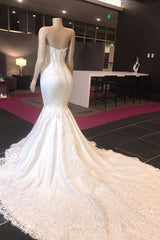 Modern Strapless Lace Appliques Mermaid Wedding Bridal Gowns New Arrival-Ballbella