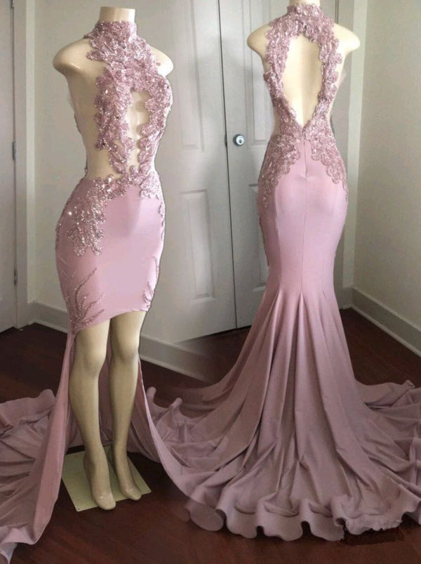 Customizing this Modest High Neck Lace Appliques Prom Party Gowns| Front Split Prom Party Gowns on Ballbella. We offer extra coupons,  make in cheap and affordable price. We provide worldwide shipping and will make the dress perfect for everyone.