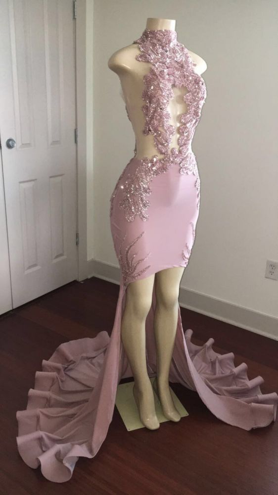 Customizing this Modest High Neck Lace Appliques Prom Party Gowns| Front Split Prom Party Gowns on Ballbella. We offer extra coupons,  make in cheap and affordable price. We provide worldwide shipping and will make the dress perfect for everyone.