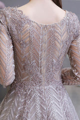 Modest Long Sleevess V-neck Princess Prom Party Gowns-Ballbella