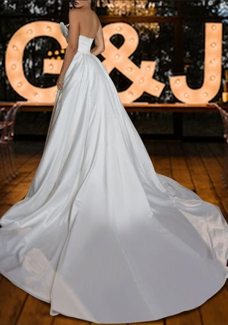 Modest Strapless Mermaid Sequined Sleeveless Wedding Dresses Online-Ballbella