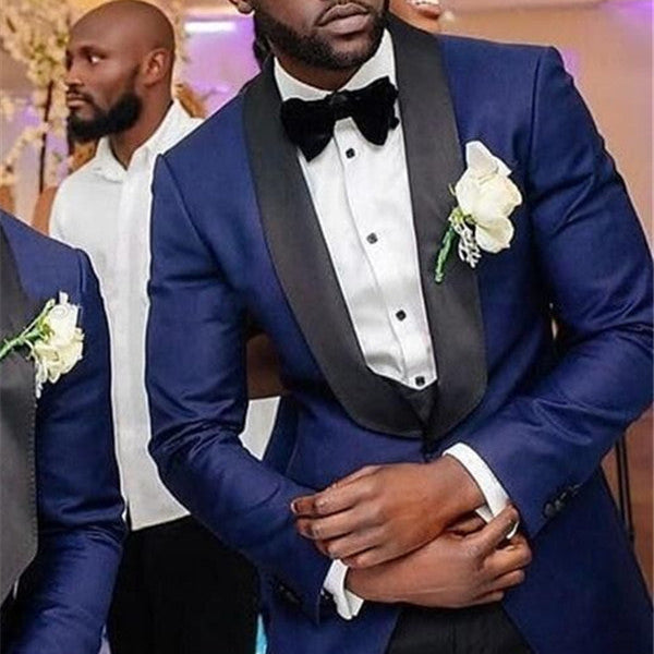 Craig Navy Blue 3-Piece Suit with Shawl Lapel