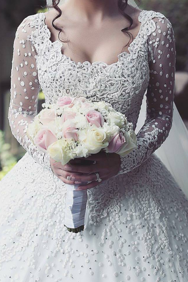 arrival long sleeve dress New Sleeves Bridal Lace Applique Custom Made Wedding Dresses Size medium measures 61.50 Floral Dresses Printed Maxi New_May Color:Rose (New Color)