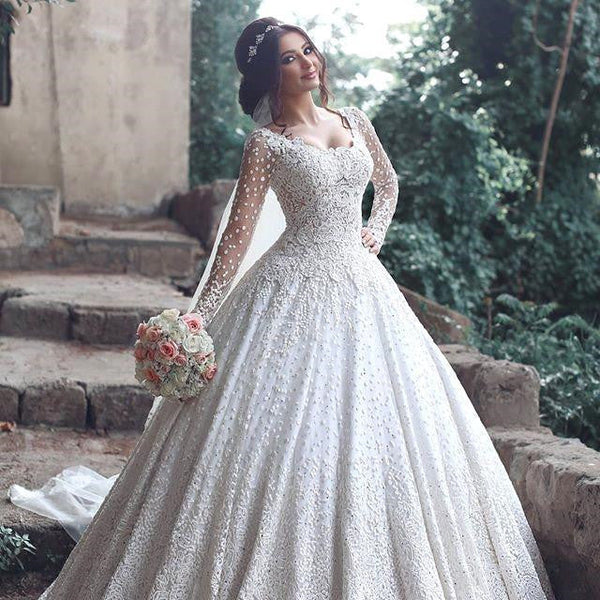 New Arrival Long Sleeves Bridal Dress Lace Applique Custom Made Wedding Dresses New Arrival Long Sleeves Bridal Dress Lace Applique Custom Made Wedding Dresses