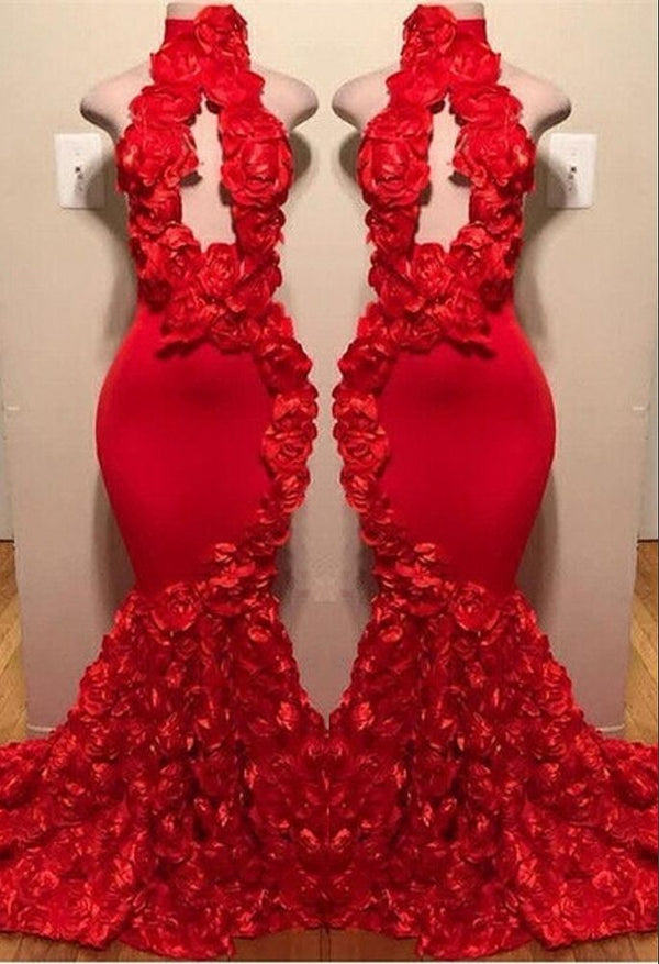 Rock a youthful,  playful look with our New Arrival Red Keyhole Mermaid Evening Gowns. Shop Ballbella with free shipping on cheap Chic Flowers Halter Sleeveless Long Prom Dresses available in all sizes and colors.