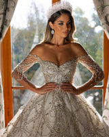 New Arrival Sweetheart Long Sleeves Lace Wedding Dress-Ballbella