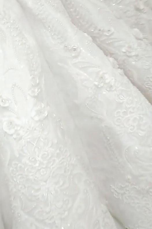 New Arrival V Neck Cap Sleeve Beads Crystals Mermaid Wedding Dress Lace Applique-Ballbella