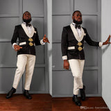 New in Bespoke Black Knitted Button Jacquard Wedding Suits for Groom-Ballbella