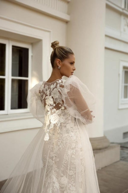 Noble sweetheart sleeveless mermaid lace Wedding Dresses-Ballbella