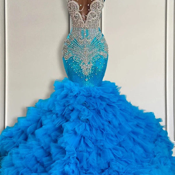 ◆Since Then◆ Diamant ruffle long dress blue Diamant ruffle long dress (blue) – SINCETHEN