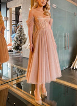 Off-The-Shoulder A-Line Sparkly Homecoming Dresses-Ballbella