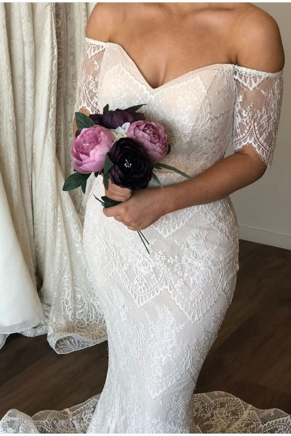 This Off The Shoulder Lace mermaid Wedding Dresses Floor Length Bridal Gowns at Ballbella comes in all sizes and colors. Shop a selection of formal dresses for special occasion and weddings at reasonable price.