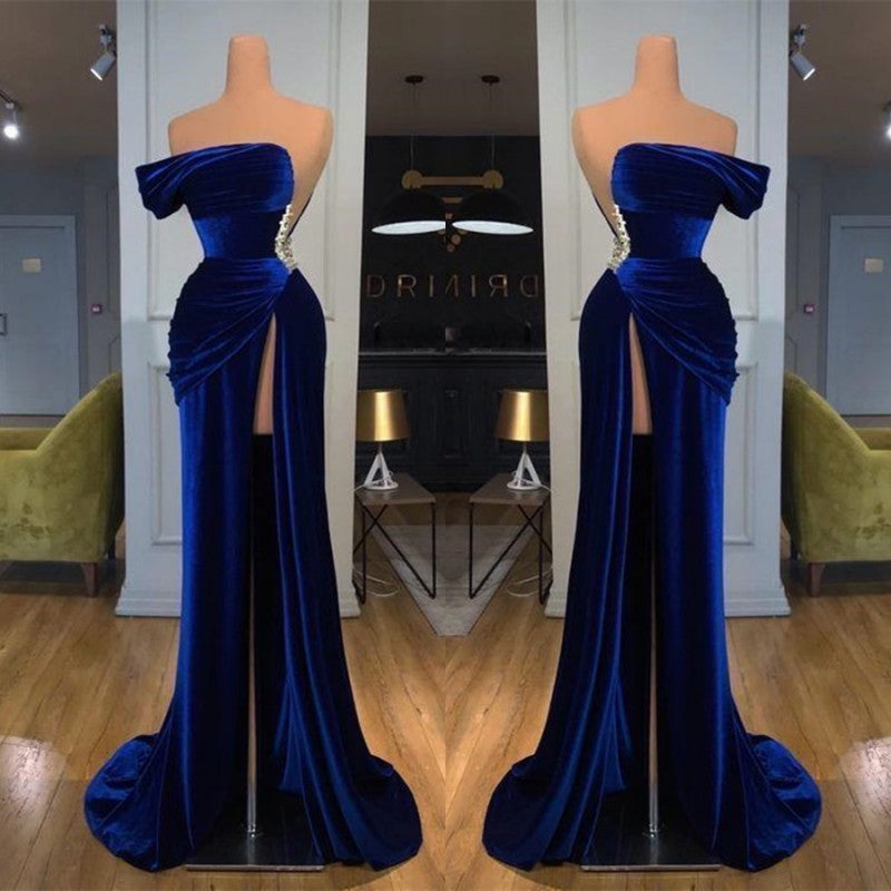 Off-the-Shoulder Mermaid Long Prom Dress With Split-Ballbella