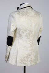 Off-White Shawl Lapel Double-Breasted Jacquard Prom Suit-Ballbella