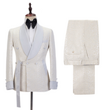 Buy Off White Shawl Lapel Slim Fit Jacquard Bespoke Wedding Suits for men from Ballbella. Huge collection of Shawl Lapel Men Suit sets at low offer price &amp; discounts, free shipping &amp; made. Order Now.