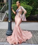 Looking for Prom Dresses, Evening Dresses in Stretch Satin,  Mermaid style,  and Gorgeous Sequined work? Ballbella has all covered on this elegant One Shoulder Slim Evening Gowns Ruffle Sleeve Sweep Train.