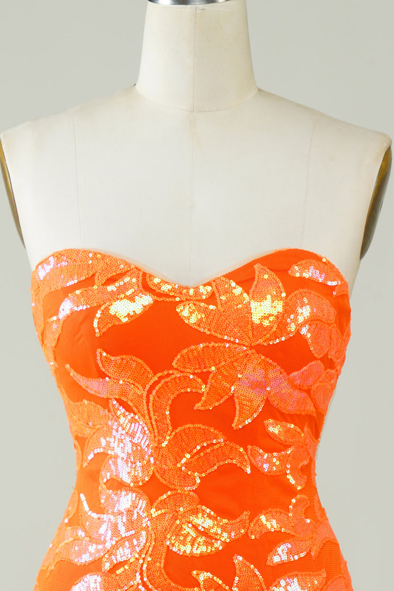 Orange Strapless Tight Homecoming Dress Orange Strapless Tight Homecoming Dress