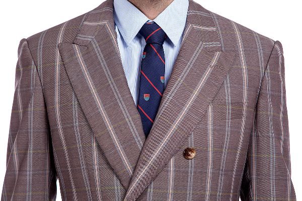 Peak Lapel Plaid Double Breasted Premium Mens Suits with Flap Pocket-Ballbella