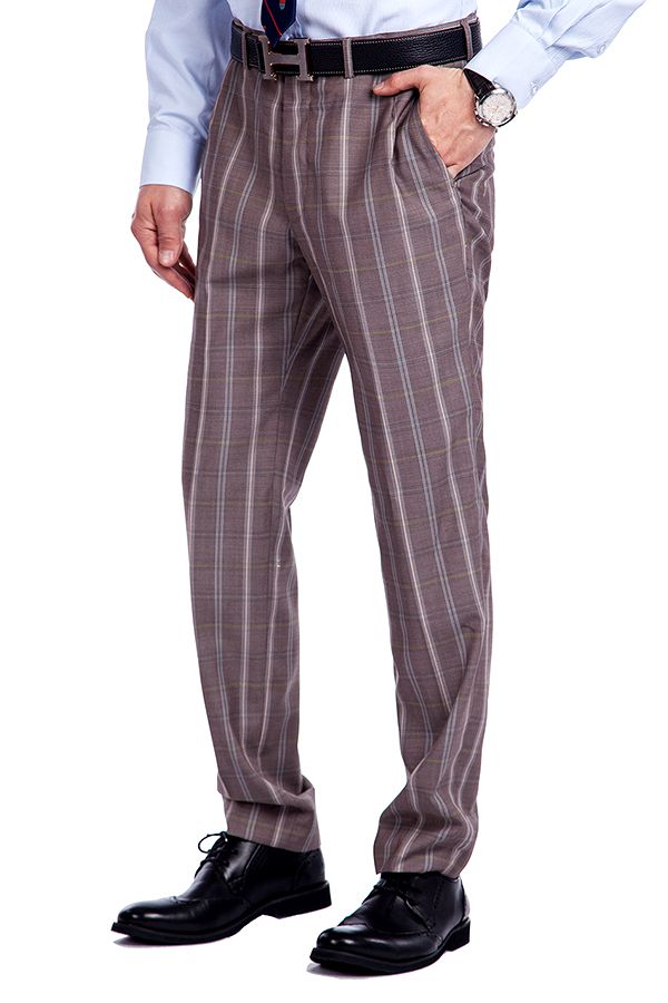 Peak Lapel Plaid Double Breasted Premium Mens Suits with Flap Pocket-Ballbella