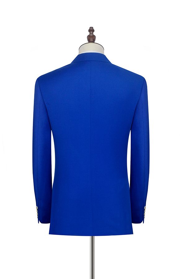 Peak Lapel Royal Blue Double Breasted Mens Suits Six Buttons Custom design Leisure Suits-Ballbella