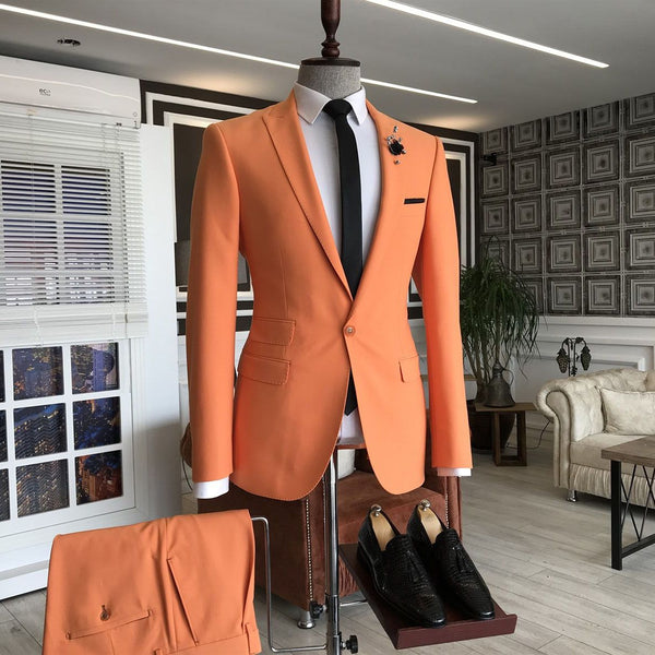 Peaked Lapel 3 Flaps Slim Fit Men's Prom Suits-Ballbella