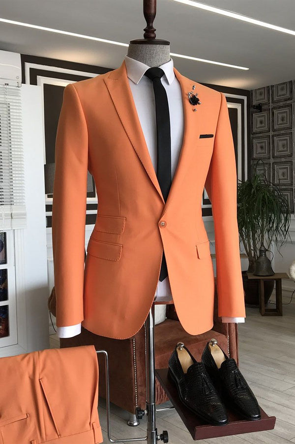 Peaked Lapel 3 Flaps Slim Fit Men's Prom Suits-Ballbella