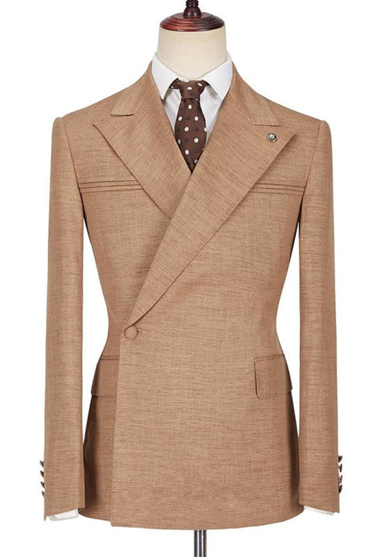 Peaked Lapel Ruffles Slim Fit Formal Men Suits-Ballbella