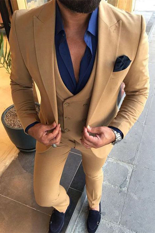 Peaked Lapel Three Pieces Men's Business Suitss-Ballbella
