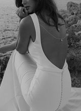 Pearl Wedding Dress Minimalistic Open Back-Ballbella