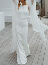 Pearl Wedding Dress Minimalistic Open Back-Ballbella
