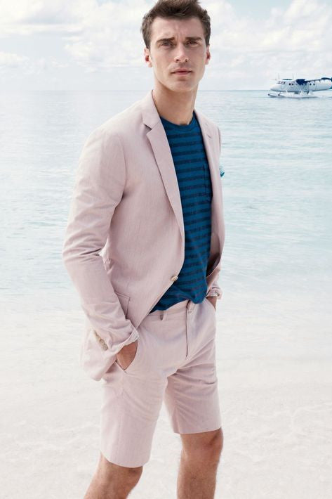 Pink Designer Simple Notched Lapel Men Suits-Ballbella