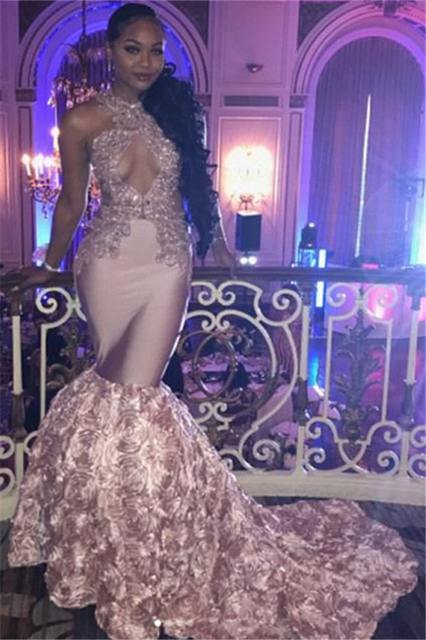 Affordable pink lace prom dresses at Ballbella. All Pink Lace Prom Party Gowns| Mermaid Evening Gowns With Bottom Flowers are professionally made,  just come and pick the perfect ones for your prom..
