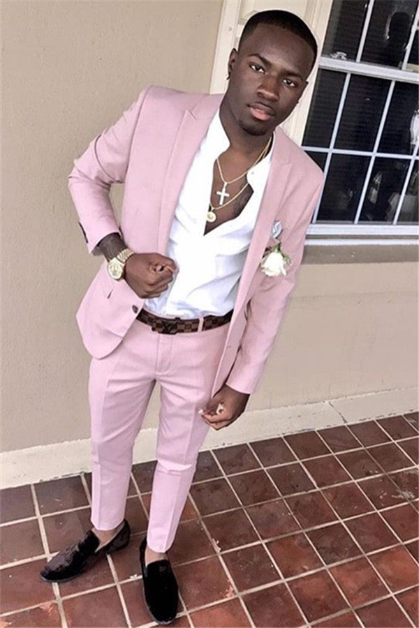 Pink Men Suit Online Two Pieces Best Sale Prom Suit Online-Ballbella