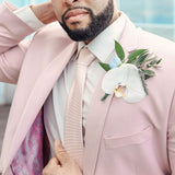 Pink Notched Lapel Mens Suits For Groom Tuxedos Party Prom Tuxedo with 2 Pieces-Ballbella