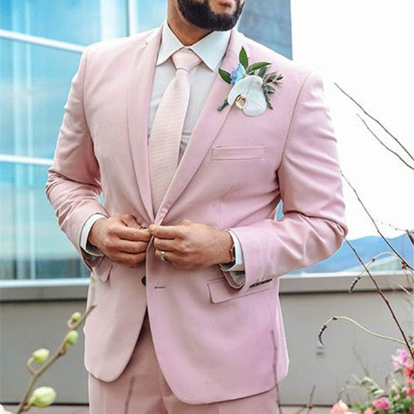 pink tuxedo dress Pink Notched Lapel Mens Suits For Groom Tuxedos Party Prom Tuxedo with 2 Pieces