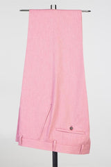 Pink Peaked Lapel Double-Breasted Prom Suit-Ballbella