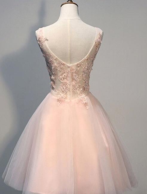 Ballbella offers Pink Prom Dresses Evening Dresses Short With Lace Appliques A Line Tulle Evening Wear at a good price from Lace to Knee-length hem. Gorgeous yet affordable Sleeveless Prom Dresses, Evening Dresses, Homecoming Dresses, Bridesmaid Dresses, Quinceanera dresses.
