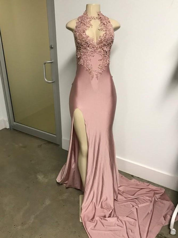 Ballbella offers Pink Sleeveless Front Slit Appliques Long Mermaid Prom Dresses at a cheap price from pink color to Mermaid Floor-length hem.. Check out our gorgeous yet affordable Sleeveless Real Model Series.