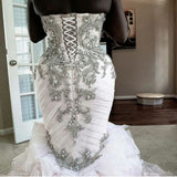 Ballbella offers Plus Size Mermaid Crystal Lace Beads Sweetheart Long Train African Custom Made Ruffless Wedding Dresses online at an affordable price from Satin,Taffeta,Hard Net to Ball Gown Floor-length skirts. Shop for Amazing Sleeveless wedding collections for your big day.