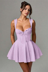 Popular A-Line Straps Sweetheart Homecoming Dress Mini Sleeveless With Pleats Bowknot-Ballbella